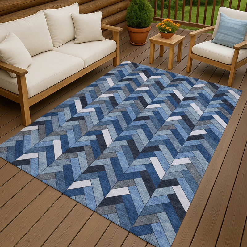 Machine Washable Indoor/Outdoor Matteson ACN2296 Geometric Rug, Rectangle 3' x 5'