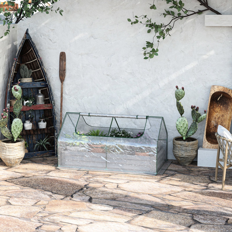 Lit de jardin surélevé gris galvanisé avec housse de serre