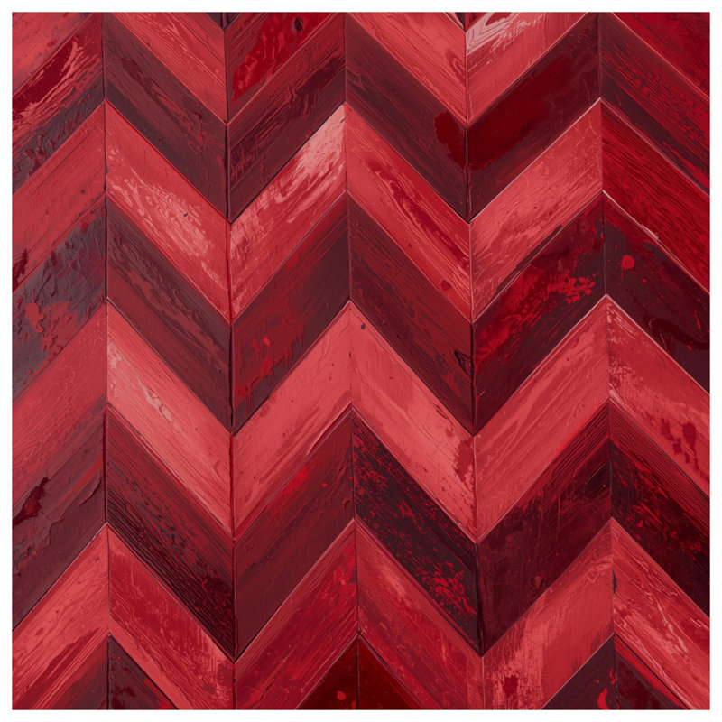 Édredon rouge à texture de bois à chevrons, Lit simple
