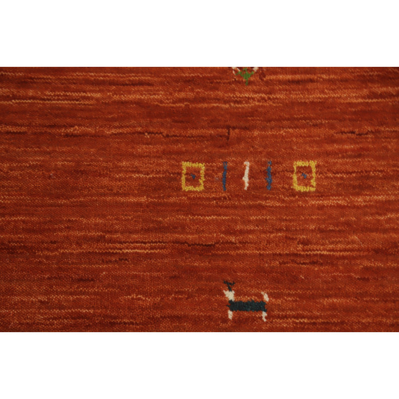Tapis oriental orange tribal carré 6 x 6