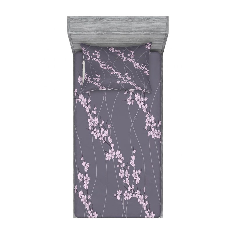 Microfiber Floral Sheet Set, Twin Sheet Set + Fitted Sheet + 1 Pillowcase