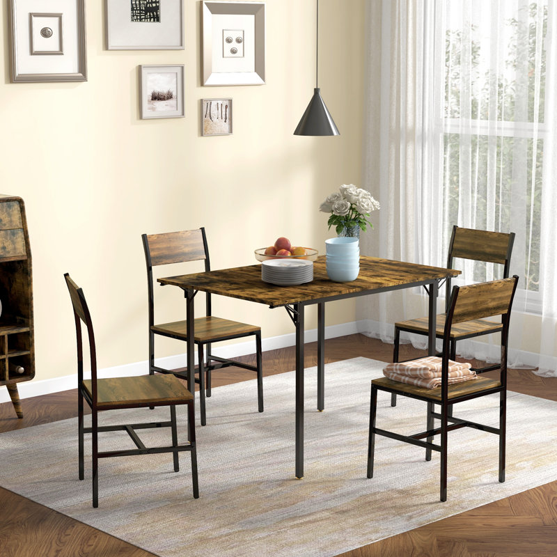 Table de salle à manger pliante industrielle pour 2 à 4 personnes, table de cuisine à abattants peu encombrante pour petits espaces