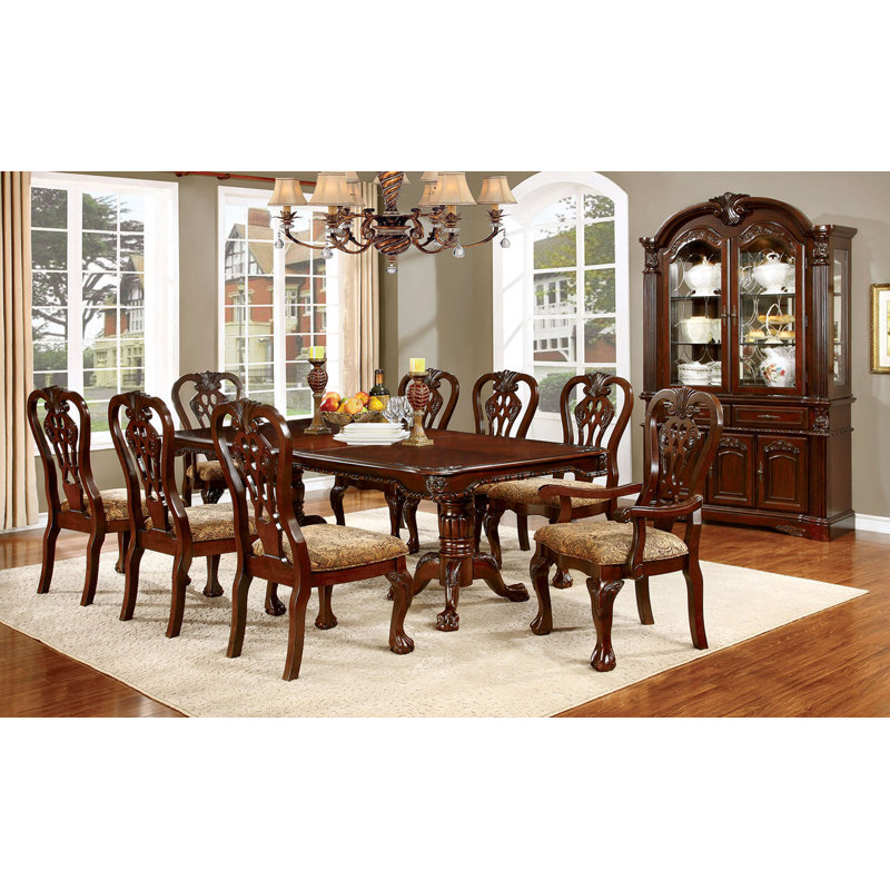 Akhilesh Extendable Pedestal Dining Set, Table, 8 chairs 