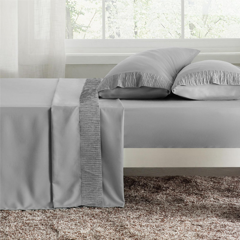 Ensemble de draps en microfibre de polyester pour literie Hotel Luxury, gris
