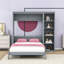 Lit escamotable avec bureau intégré et tablettes de rangement, tête de lit-302136137-302136142