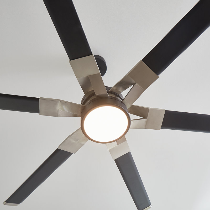 Ceiling Fan with LED Lights, Midnight Black/Brushed Steel with Black Blades, 72 inches