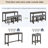 4 Piece Bar Table Set With Power Outlet,Bar Table Set With Chairs,Sofa Bar Table With Stools,Behind Couch Table With 3 Padded Stools,For Living Room,Dining Room, Dark Grey