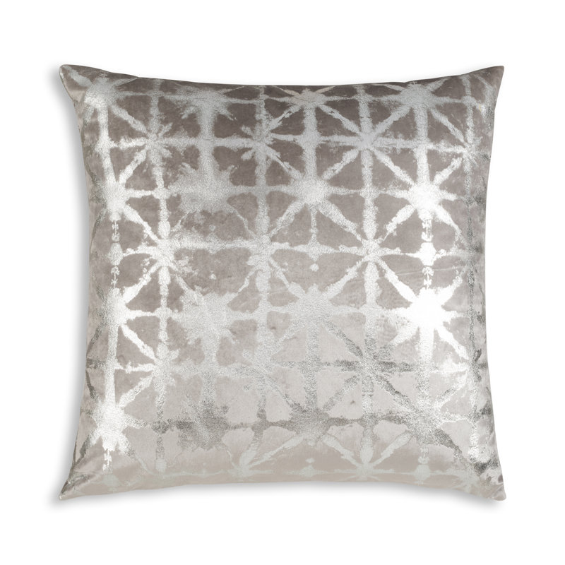 Cloud9 Design Kora Velvet Pillow 22"W x 22"L Square Accent Cushion with Geometric Foil Print and Decorative Detailing