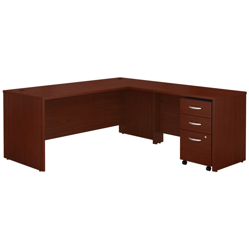 Series C 72W L Shaped Desk with 48W Return and Mobile File Cabinet, Mahogany, Right Hand Return
