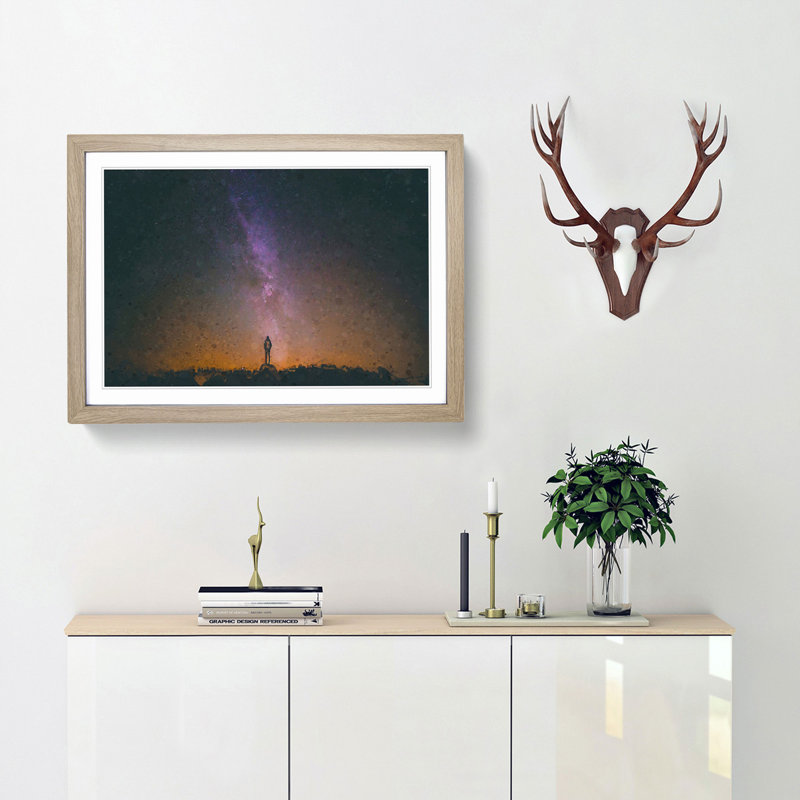 Milky Way Dreams - Picture Frame Graphic Art Print, 48cm H x 65cm W x 2cm D, Oak Framed