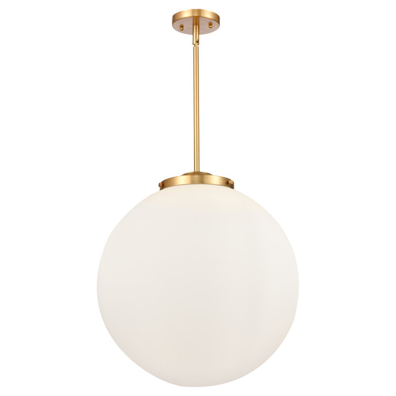Luminaire suspendu sphère 3 lumières DEL Beacon, Or satiné, H 19 po x l 18 po x P 18 po, Blanc mat