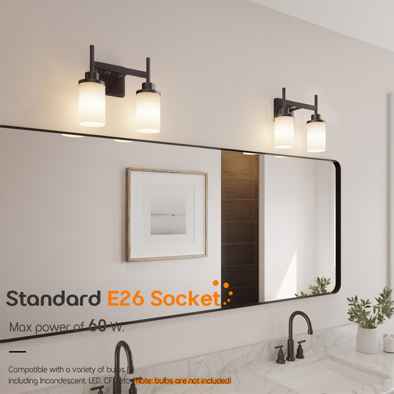 2-Light Bathroom Vanity Lighting, Oil Rubbed Bronze