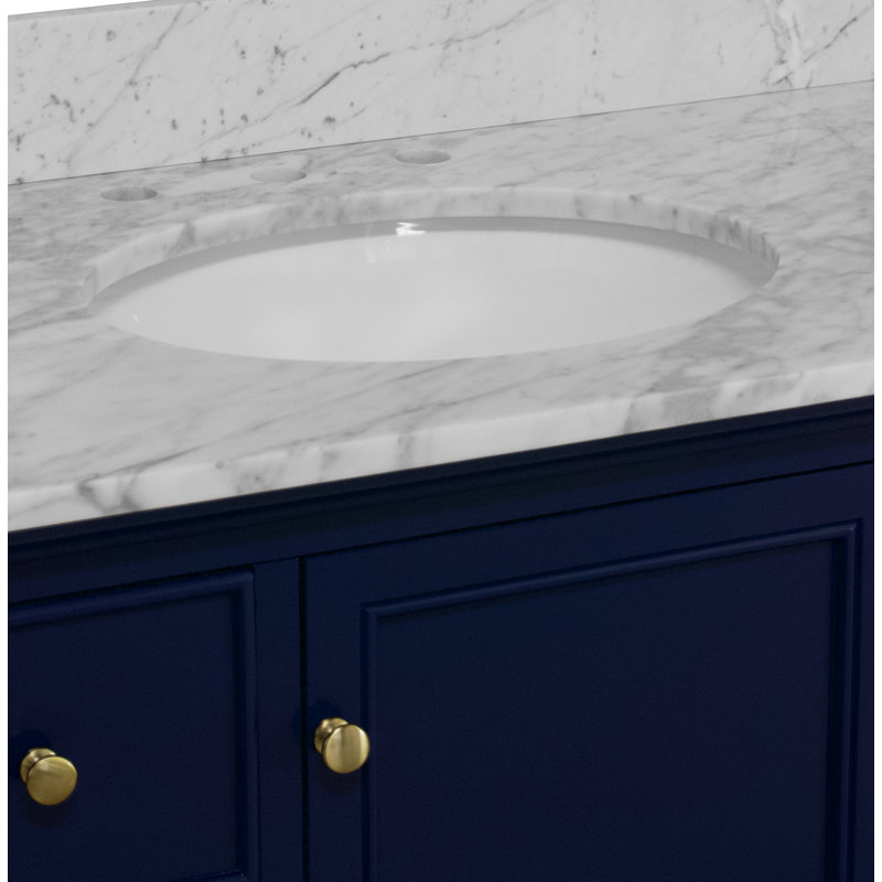 Ensemble de meuble-lavabo simple 42 po Ferdinand, Marbre de Carrare, Bleu royal