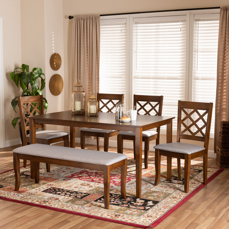 Evripidis 6 - Person Solid Wood Solid Wood Top Four Leg Dining Set