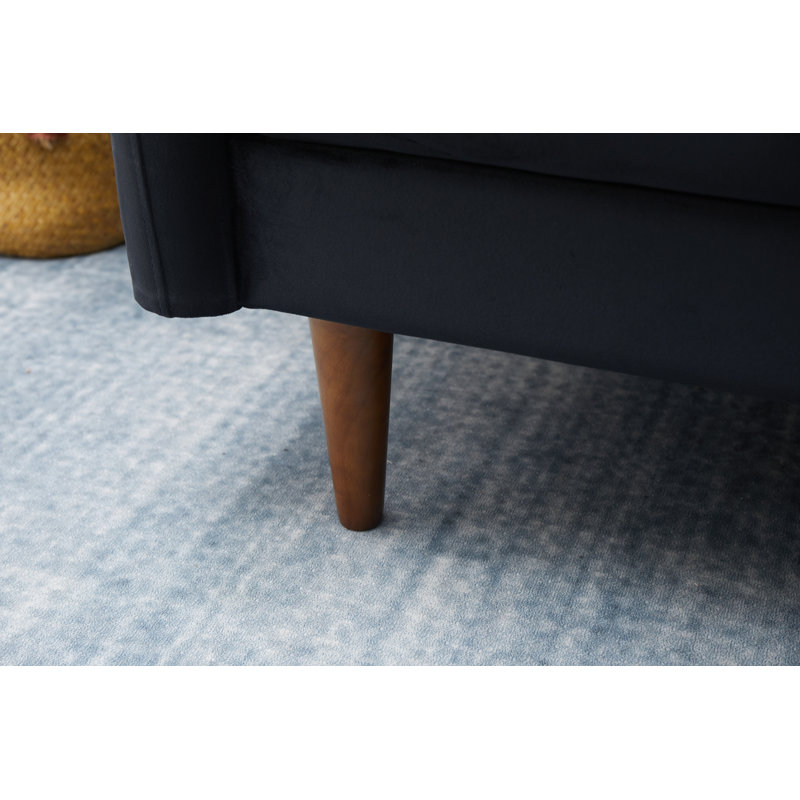 Abdur-Rasheed 58'' Velvet Loveseat, Black Velvet