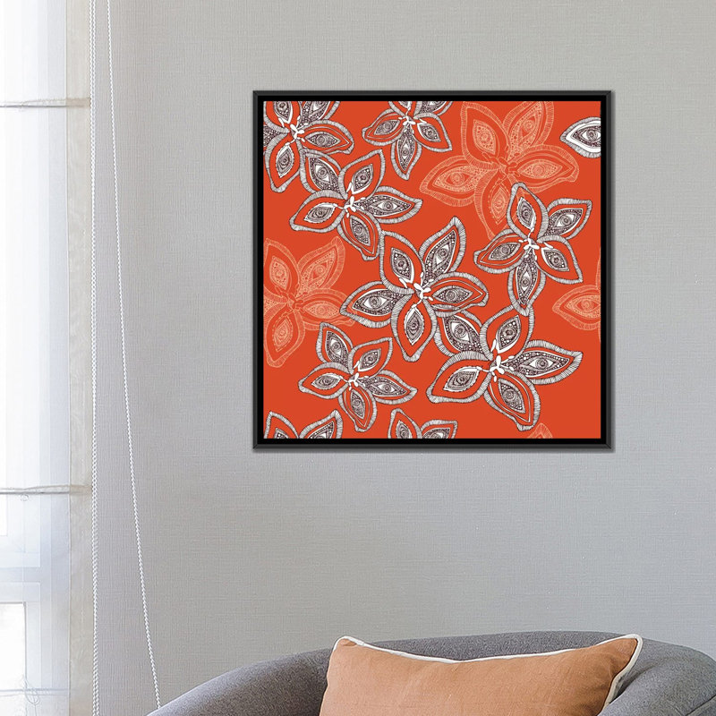 « hawaii pattern », impression sur toile tendue, H 26 po x l 26 po x P 1,5 po, Toile avec cadre noir
