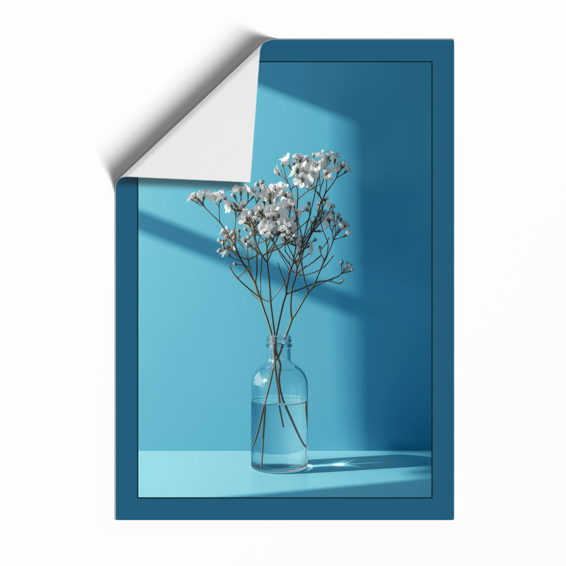 Baby's Breath In Blue Minimalist - Print, Unframed, A4 - 29.7 x 21.0 cm