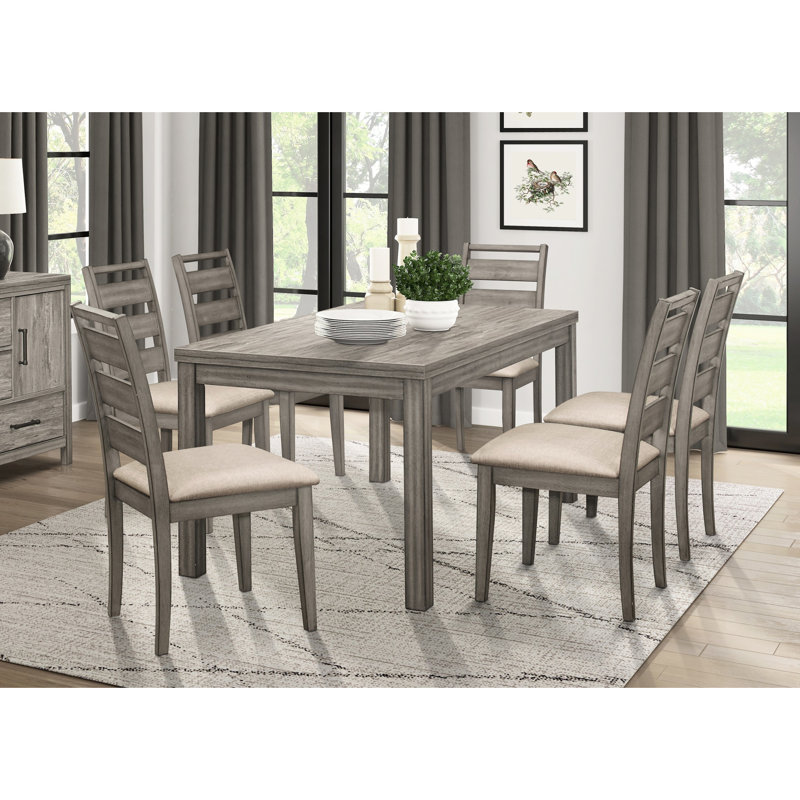 6 tables de salle à manger de style rustique gris vieilli, incluses avec attrait, plateau