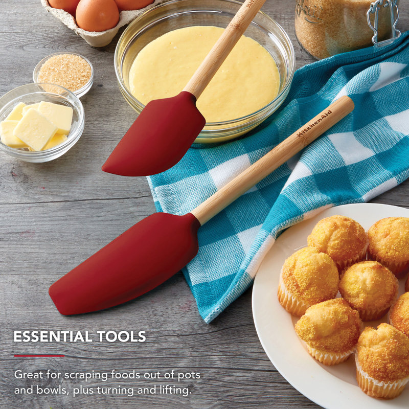 Ensemble de 2 spatules en bambou KitchenAid®, Rouge