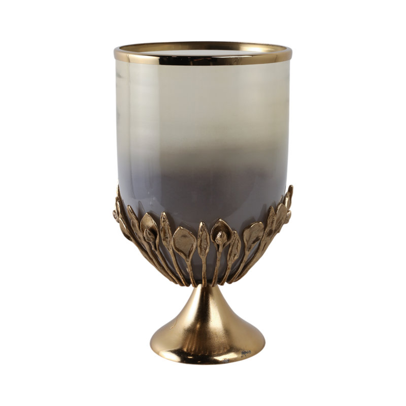 Sagebrook Home Eaves Glass And Metal Hurricane, 19" H x 11" W x 11" D