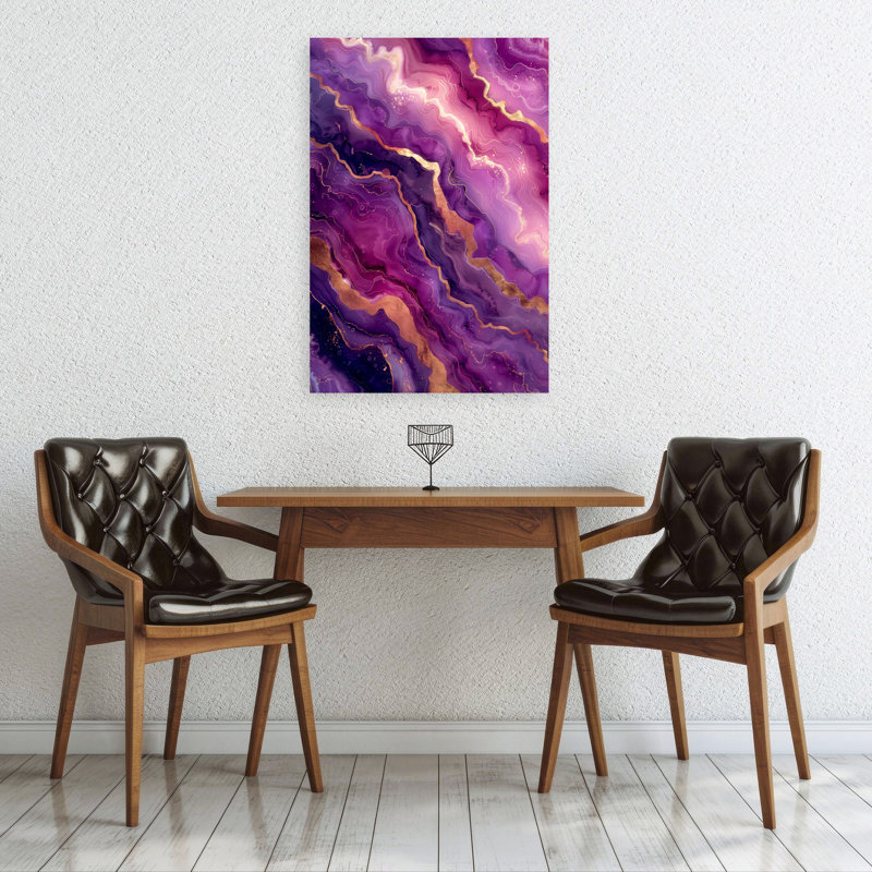 Agate mauve, abstrait, élégant, moderne, violet, paysage naturel, art mural, H 36 po x l 24 po
