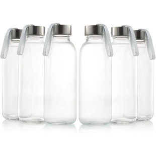 Clear Water Bottle 14oz / 410ml Wide Mouth Glass Bottles with