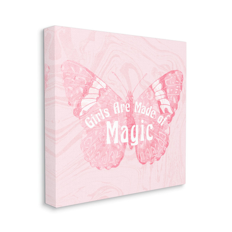 «Girls Are Made Of Magic», art mural en toile à motif de papillon XXL par Daphne Polselli, H 36 po x l 36 po x P 1,5 po