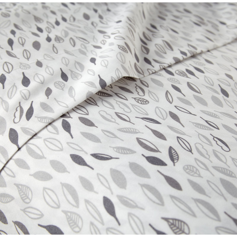 King Botanical Forest White and Gray Microfiber Sheet Set