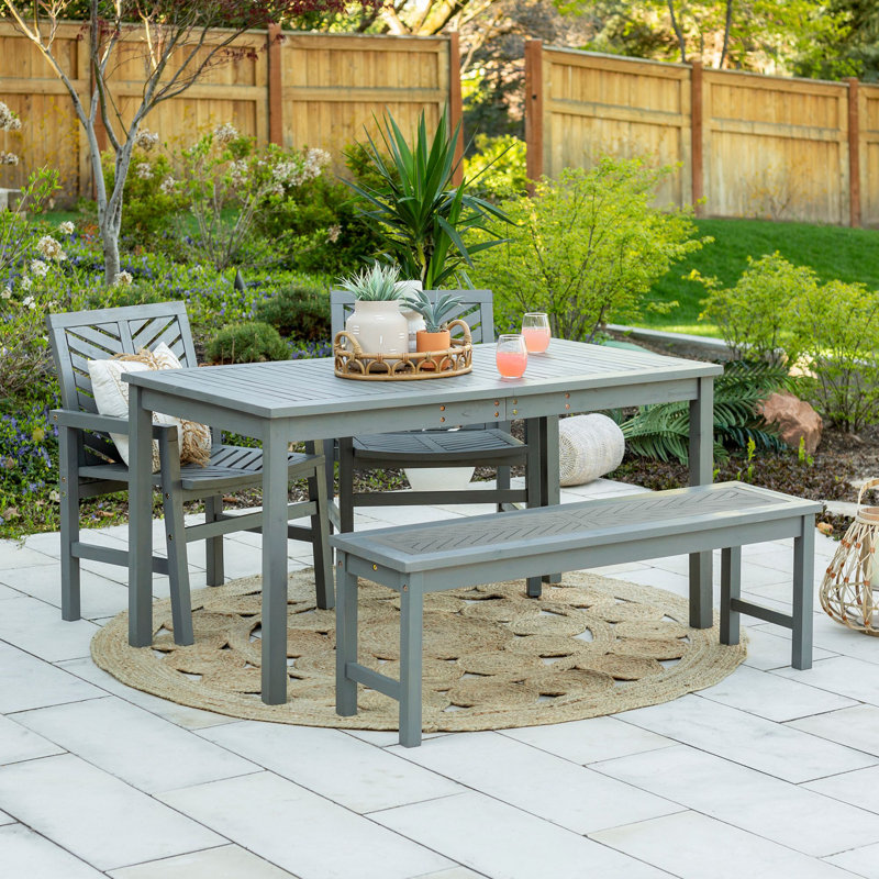 Diboll 5 - Person Acacia Patio Dining Set with Rectangular Table