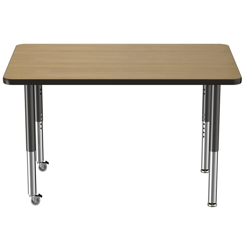 Table rectangulaire d'activité rectangulaire avec pieds réglables, 30" x 48", Chêne Pasadena / noir, Super