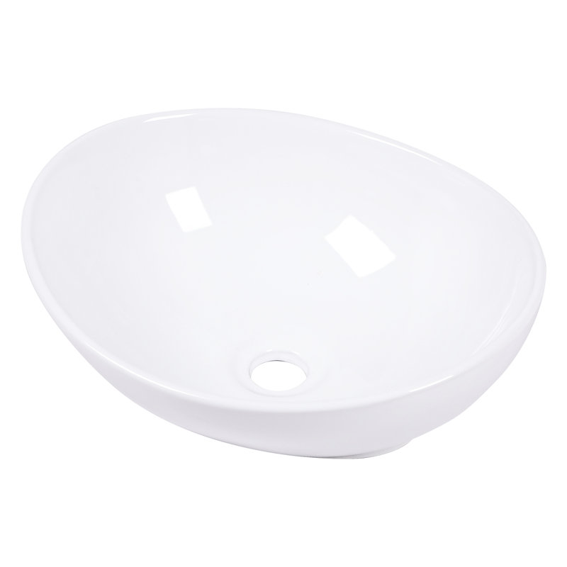 Lavabo de salle de bain ovale en céramique blanche 16 x 13 pouces - Teinture, incontournable et élégant