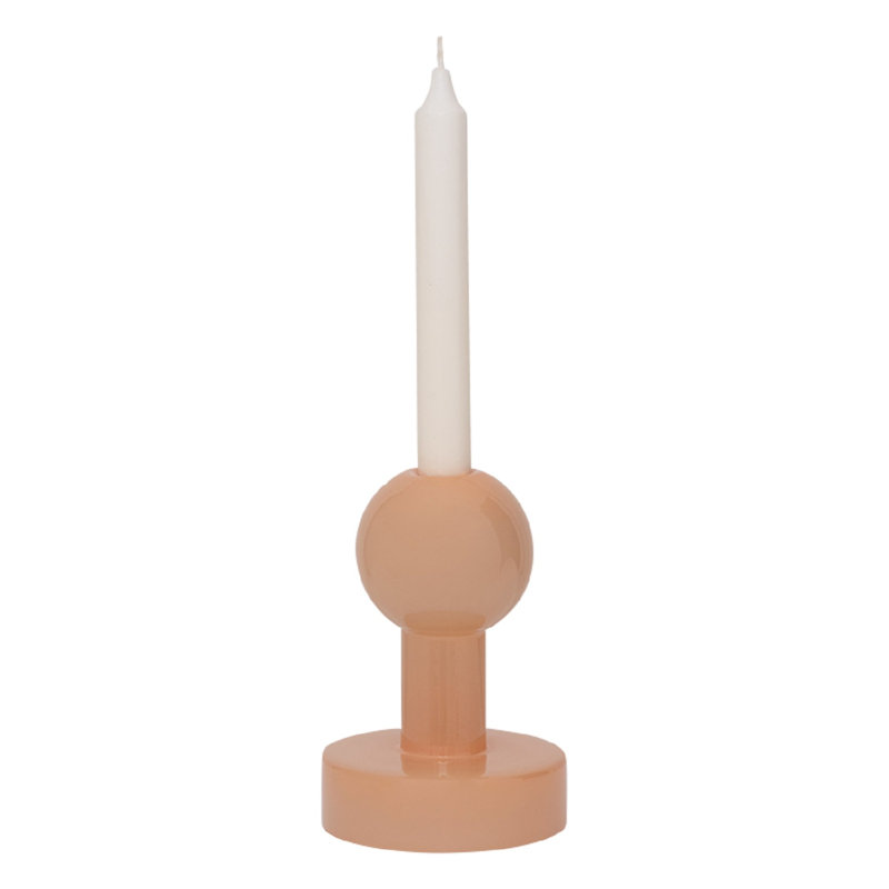 Bougeoir de table en verre, Rose, H 5,75 po x l 4,45 po x P 4,45 po