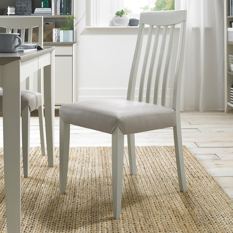 Izzie Upholstered Slat Back Side Chair, Beige, White