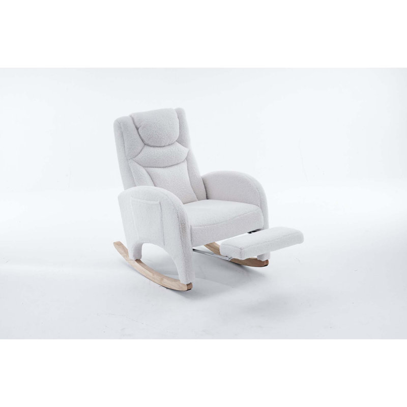 Chaise berçante en coton et lin, Ivoire 1