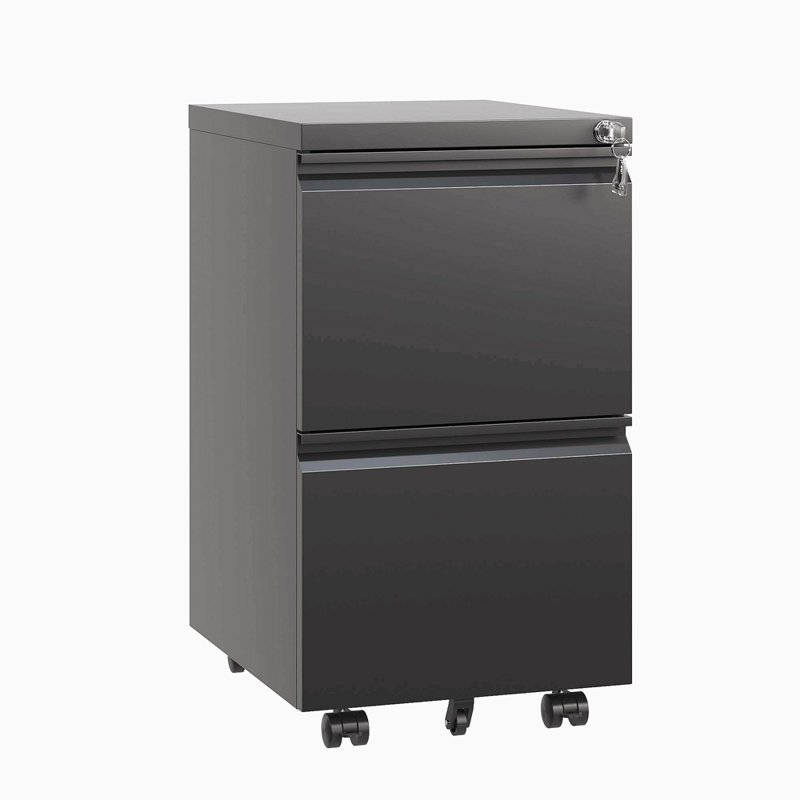 2 Drawer Metal  Mobile File Cabinet, Rolling File Cabinet With Lock For Hanging Legal/Letter/A4 Size,Fully Assembled Except Wheels