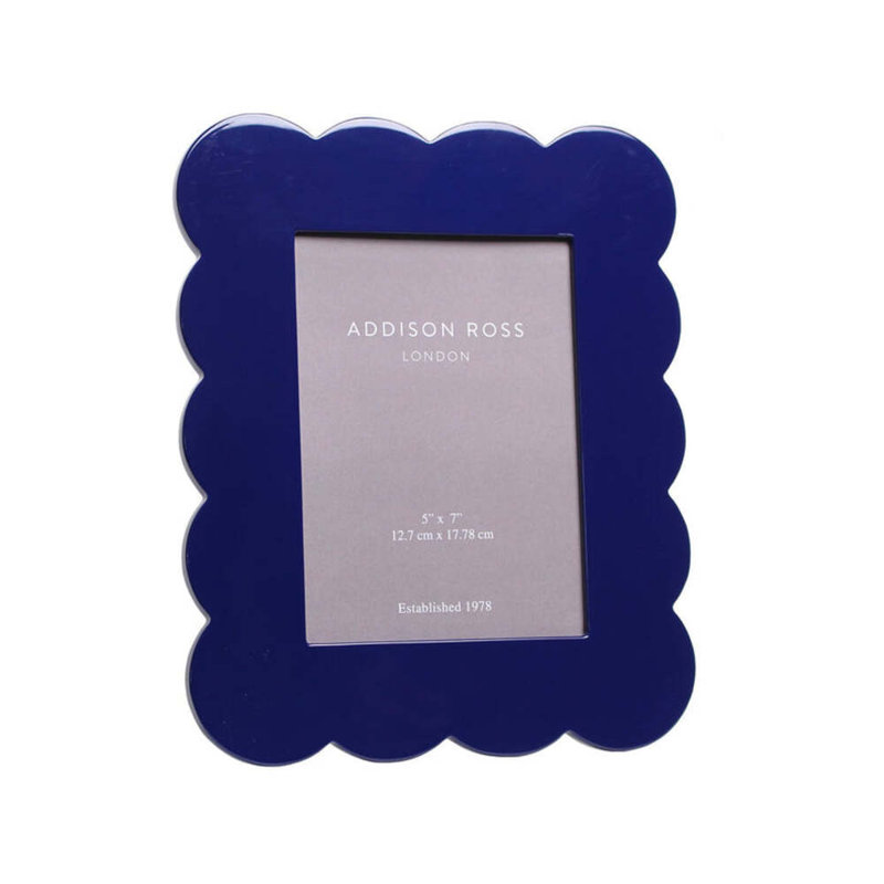 Cadre photo festonné en laque, Bleu marine