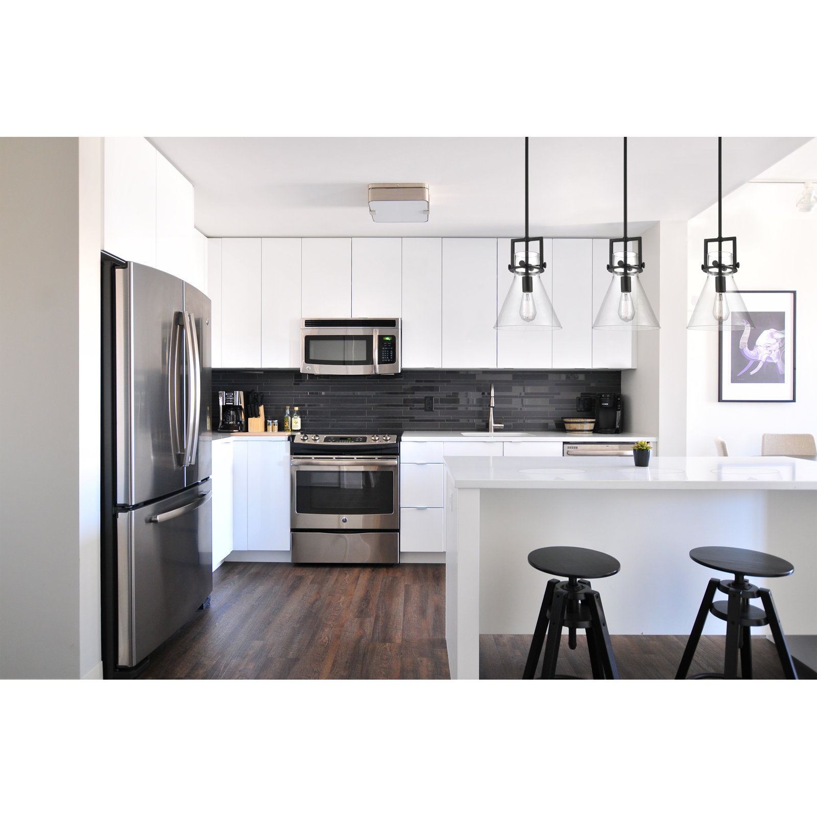 Coterie Single Light Glass Dimmable Pendant, Clear, Matte Black, 13.62" H x 10" W x 10" D