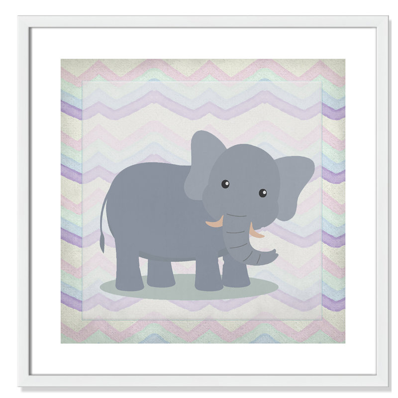 Art de l'éléphant rose, Encadré de boîte argent, H 22,5 po x l 22,5 po x P 1,18 po