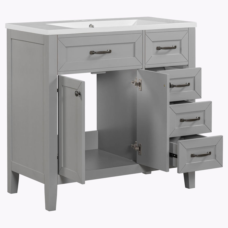 Meuble-lavabo avec lavabo pour la salle de bain, Gris