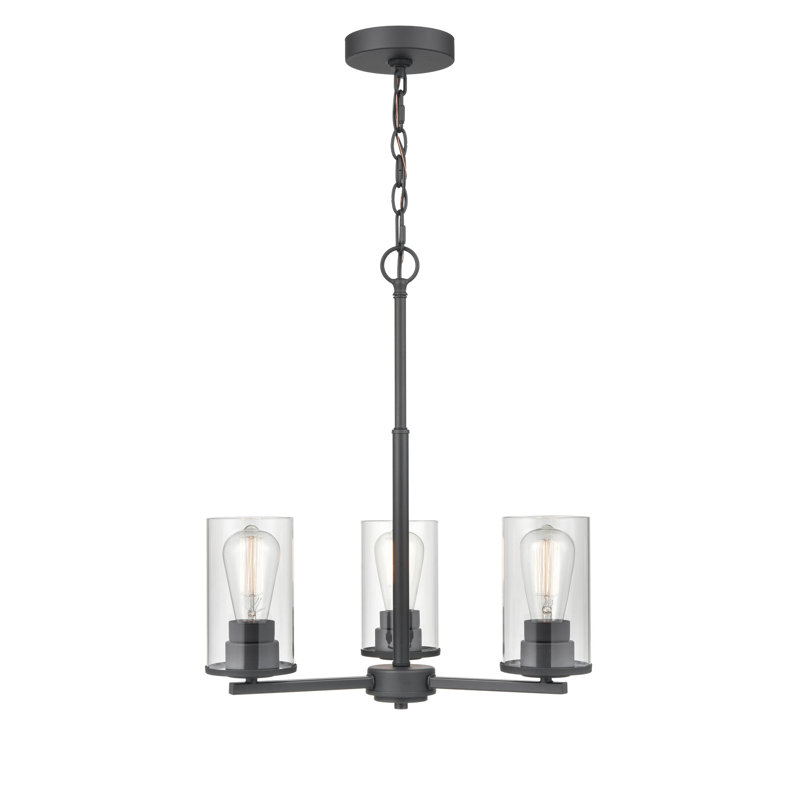 Lustre traditionnel unique à 3 lumières Verlana, Noir mat