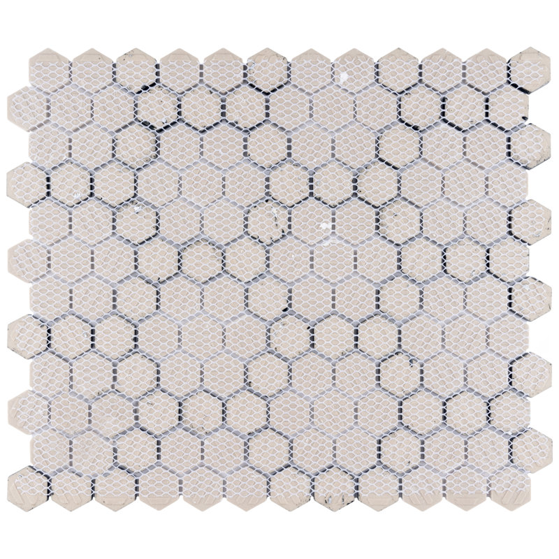 Metro 1" Hex Matte White with Black Honeycomb 10-1/4" x 11-7/8" Porcelain Mosaic Tile