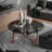 Round toughened glass solid wood coffee table-105353531