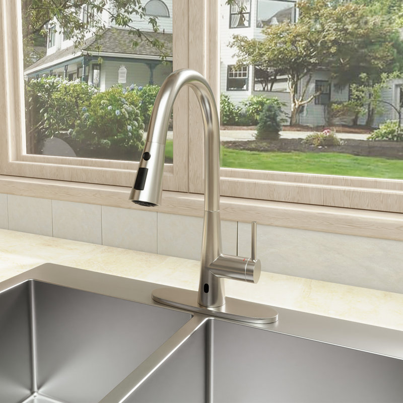 Clihome Pull Down Touchless Kitchen Faucet, Brushed