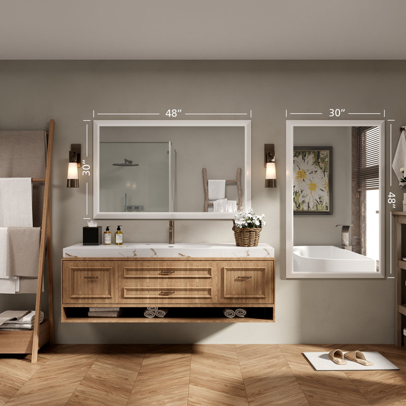 Miroir de meuble-lavabo mural Molly, 48 po x 30 po, Blanc
