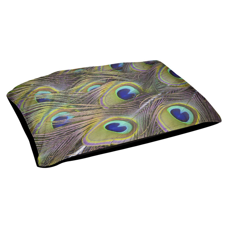 Coussin de concepteur peacock plumes Burien, L 32,5 po x l 42,5 po, Noir