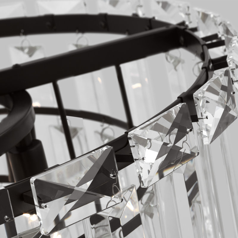 Dimmable Tiered Chandelier, Aged Iron, 17.38" H x 24.13" W x 24.13" D