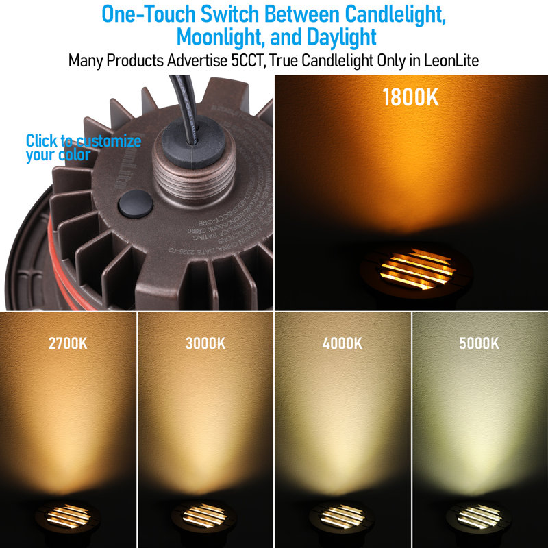 Low Voltage Hardwired Inground LED Well Light, 5W Grill Top, 5CCT Selectable, Oil Rubbed Bronze
