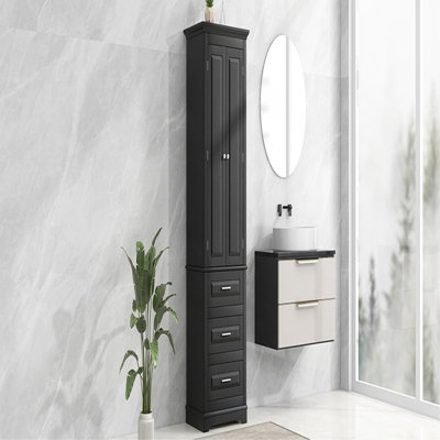 Tall Storage Cabinet With Three Drawers For Bathroom/Office