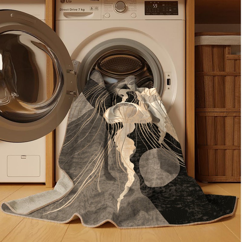 Tapis art déco lavable à la machine Pantelia, 7 x 9