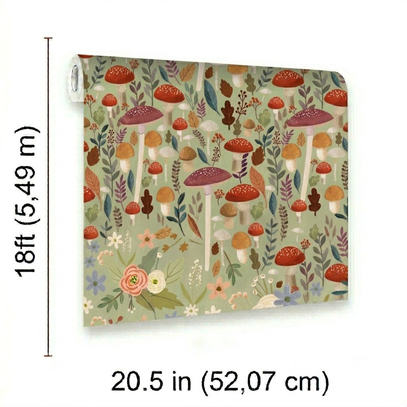 Papier peint vert Boswell Muse champignon, Green